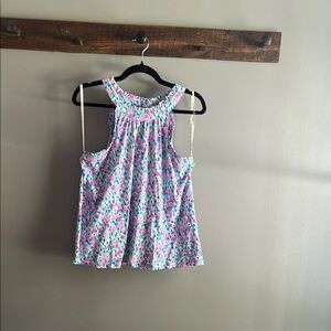 Lilly Pulitzer Pink and Blue Floral Tank Top with A-Line Silhouette
